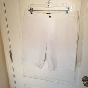 White 9" inseam shorts